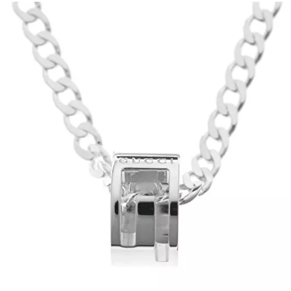NIB GUCCI Sterling Silver Cutout G Rind Necklace